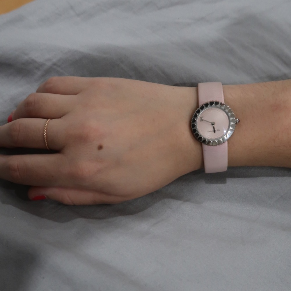 Pink Satin Tiffany Watch with Ruby Inset